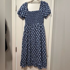 Blue Floral Smocked Dress